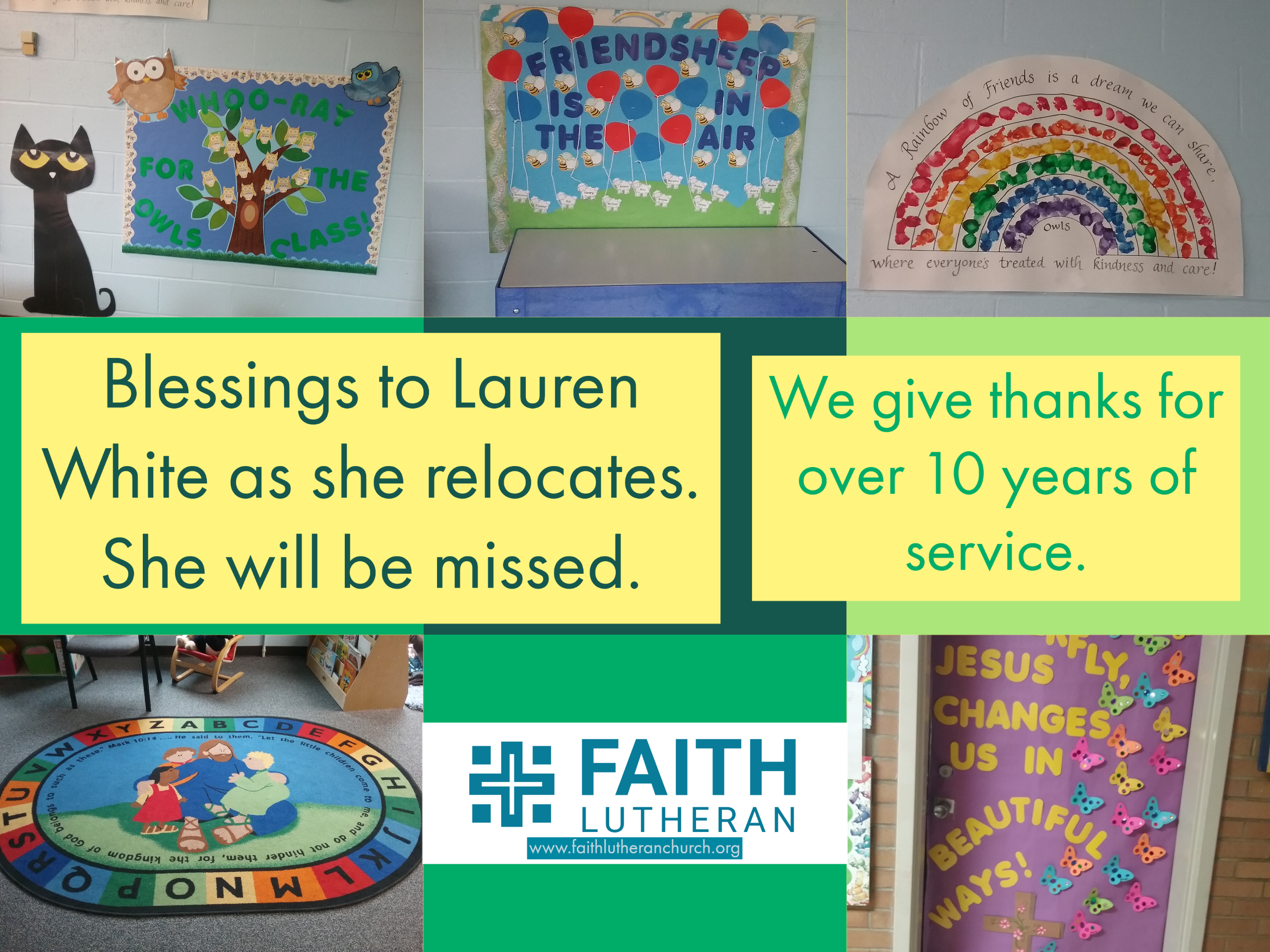 Thank you, Lauren White for your faithful service