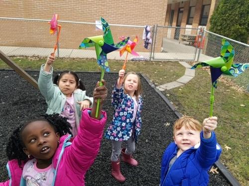 playing with pinwheels